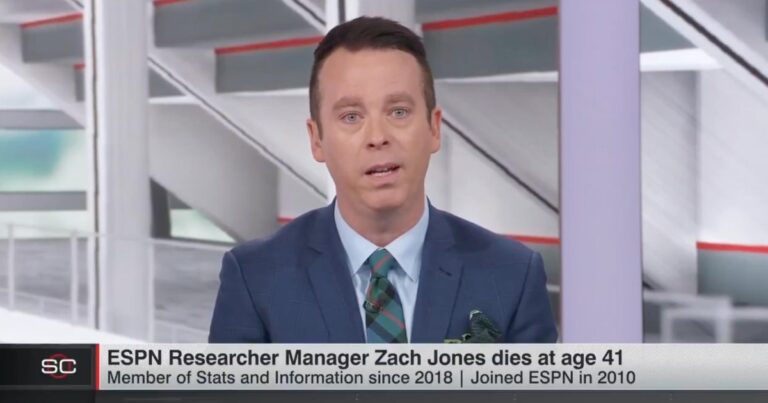 ESPN Anchor Randy Scott Breaks Down on Air Announcing Death of Coworker Zach Jones at the Age of 41