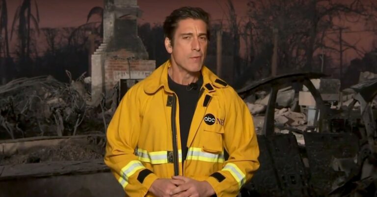 David Muir Ditches Jacket Clothespin During Coverage of LA Wildfires